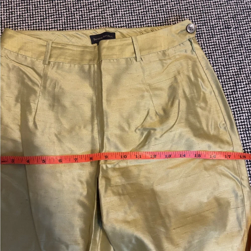 Banana Republic Silk-Blend Straight Leg Pants in Lemon Yellow